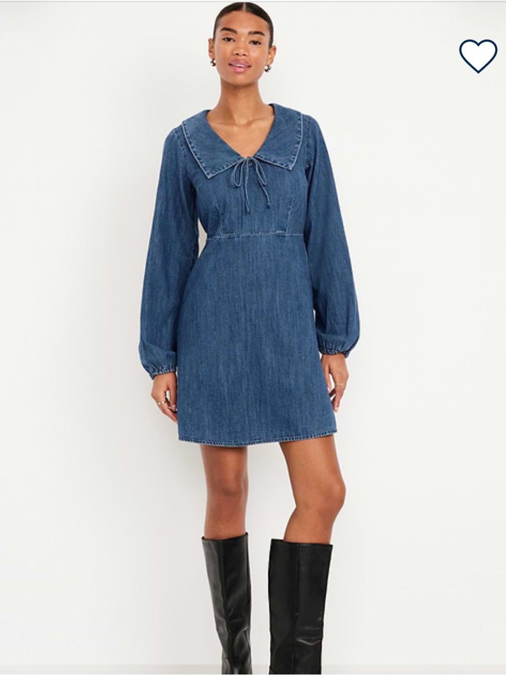 Fit & flare collar Jean mini dress